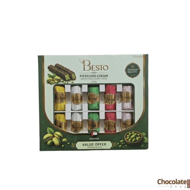 Image of 🍫 BESTO Pistachio Cream Wafer Chocolate Sticks